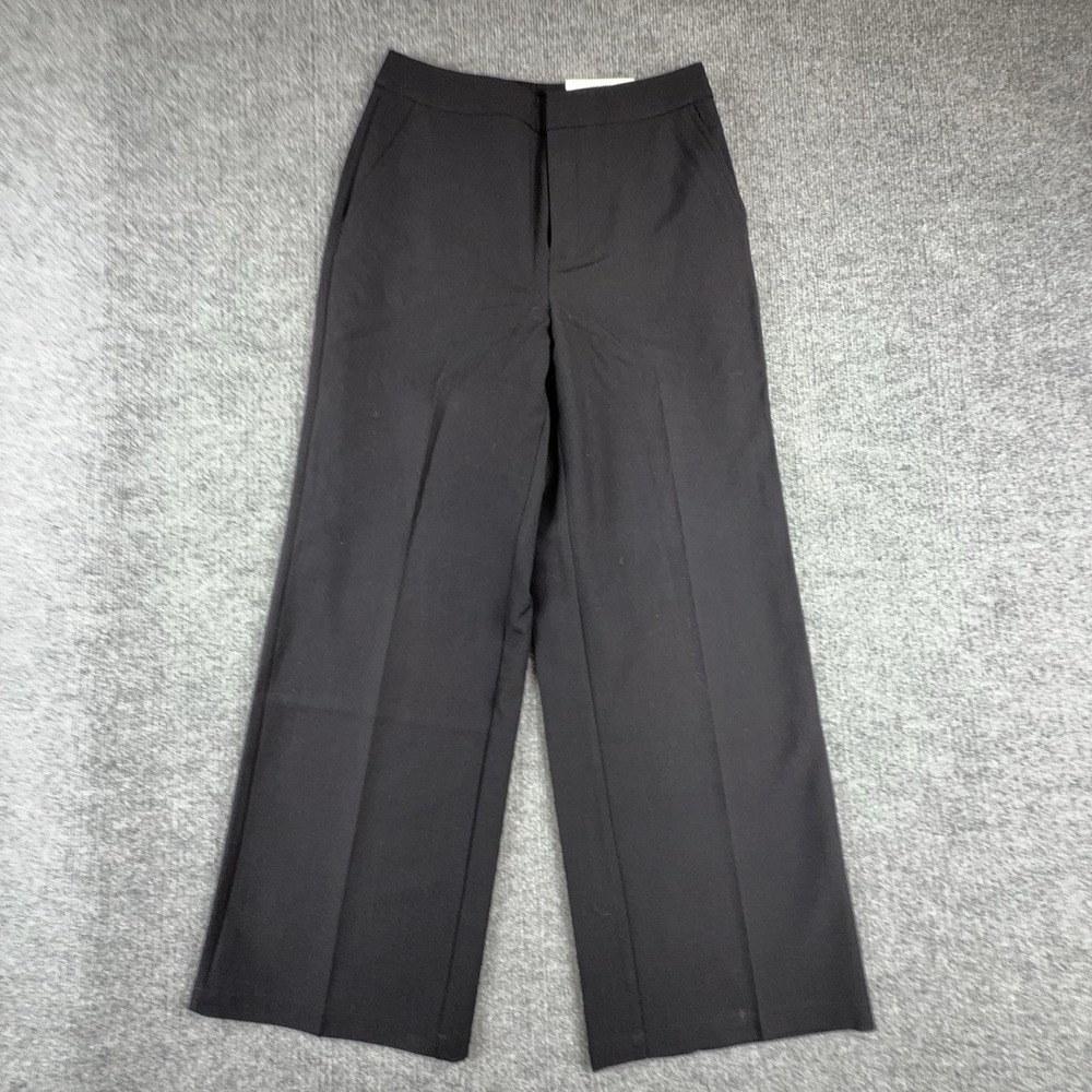 INC International Concepts Dress Pants Womens 6P Black Wide Leg High Rise Twill